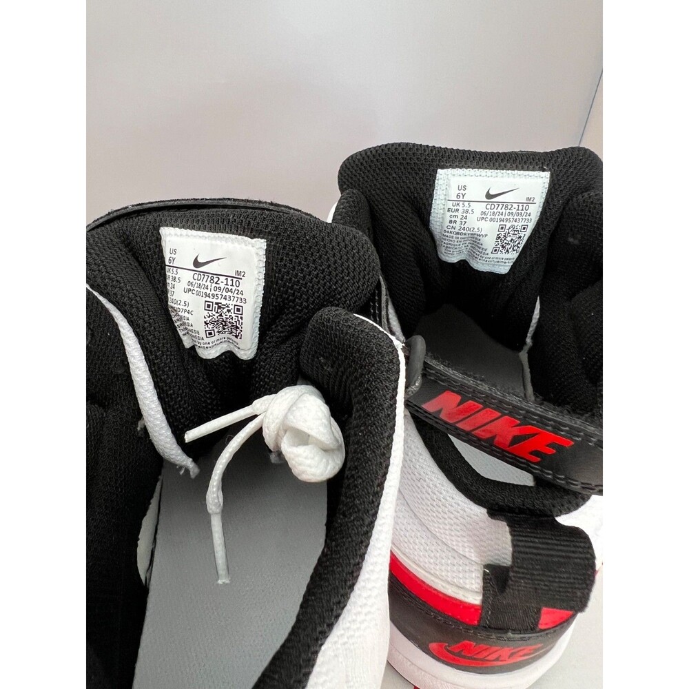 Nike Court Borough Mid 2 Big Kids White Black & Red Sneakers Size 6Y CD7782-110 - Picture 4 of 6